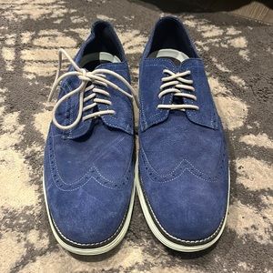 Blue suede oxfords